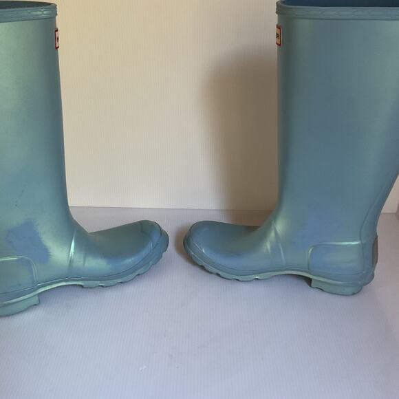 Hunter Original Kids Nebula Rain Boots Blue Iridescent Size 5B/6G (EU 37) - Picture 7 of 14